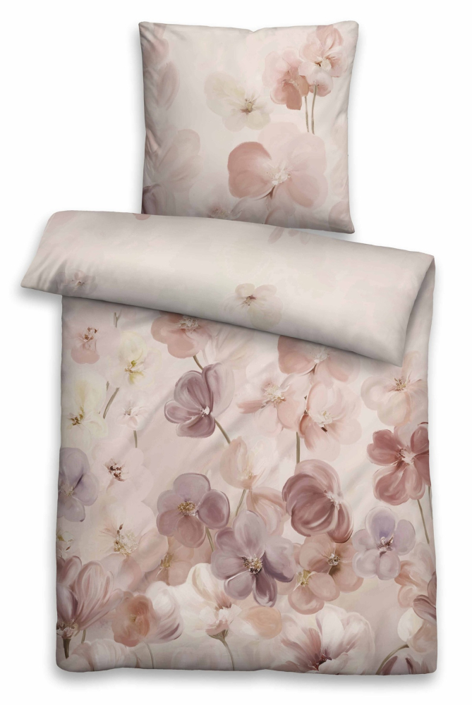 Biberna Tencel Bettwäsche 'Blume' 135 x 200 cm Rose